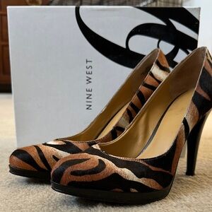 Nine West Black and Brown Animal Print Heels